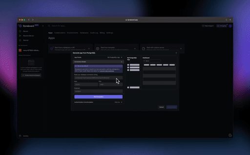 Connect a DB and choose authentication settings.
